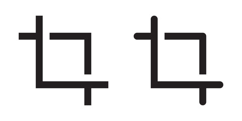 Imagine picture crop black isolated illustration set in 2 variations for UI. Vector icons in flat style