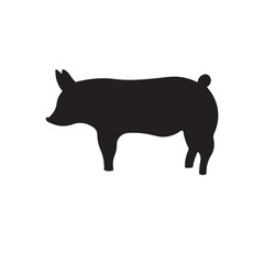 Pig silhouette flat icon vector design illustration, animal silhouette illustration, isolated on white background. 