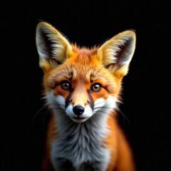 Portrait of a Red Fox with Striking Orange Fur and Intense Eyes on a Black Background – Wildlife Photography
