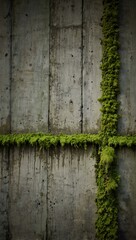 Cement wall covered in moss.