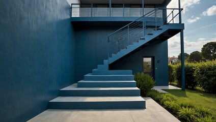 Fototapeta premium Cerulean blue external staircase.