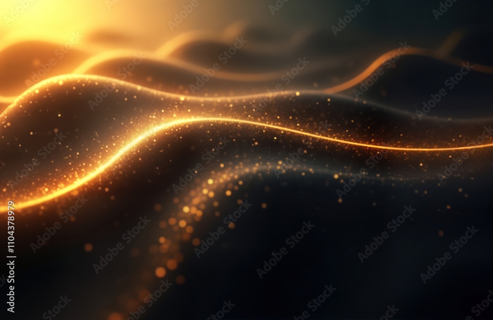 Poster Abstract background golden waves black color. Dynamic design luxury style. Modern artistic design. Elegant backdrop. Great for tech presentations. Use for website headers.