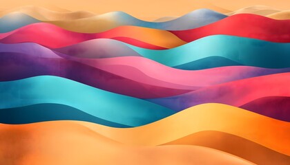 An abstract and seamless illustration of sand dunes in various colors