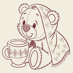 teddy bear with cup of coffee