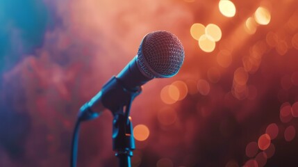 Live music and conference background: spotlight on microphone & stage lights