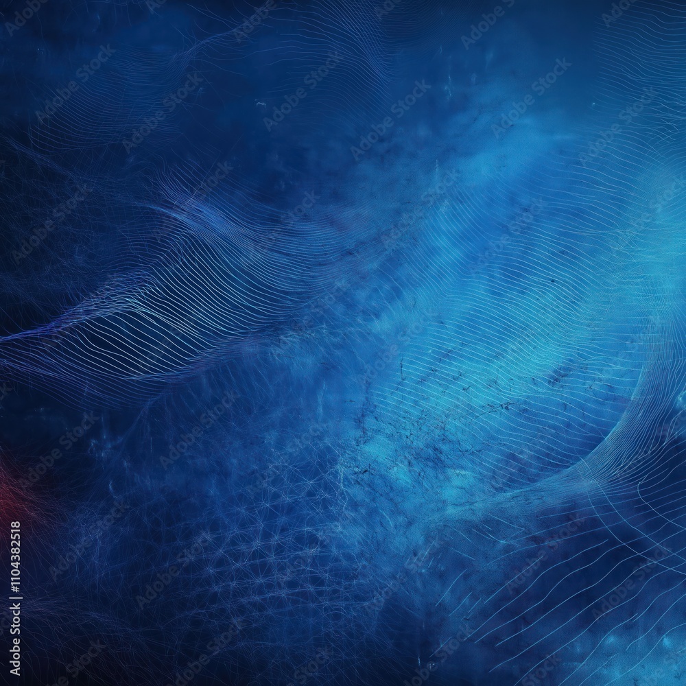 Poster Abstract design deep blue texture lines net. Abstract wavy lines. Deep blue color background. Complex digital art. Intricate pattern. Modern graphic design. Conceptual background. Futuristic texture.