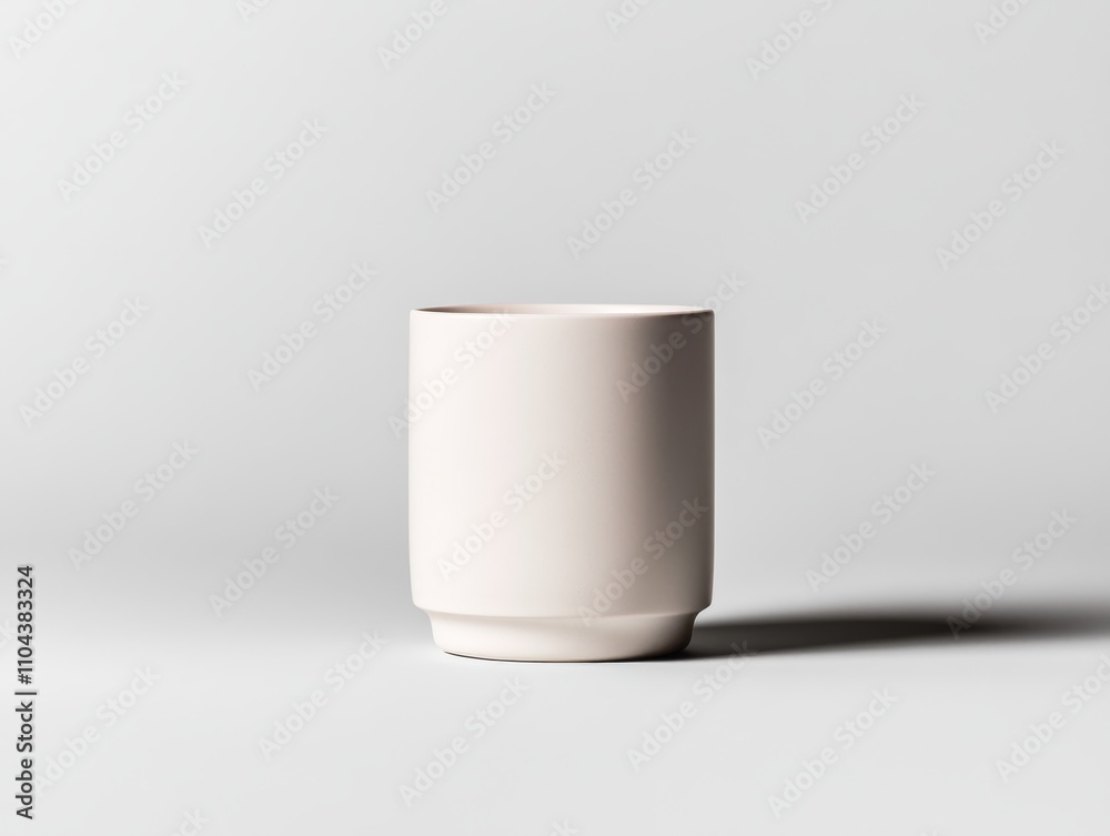 Poster this close-up showcases a pristine white ceramic coffee cup standing on a light background, illustra