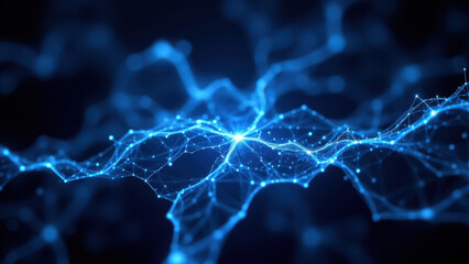 Semaglutide molecular structure with blue glowing atoms, illustrating scientific advancement in diabetes treatment.
