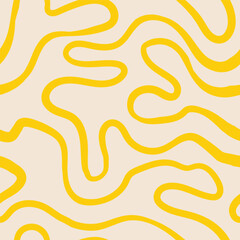 Seamless abstract pattern with squiggles and scribbles. Weaved curved lines. Chaotic ink scribbles decorative texture. Messy doodles, wavy and curly lines.