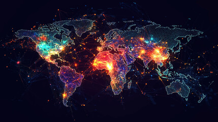 Global network connection concept. Big data visualization. Social network communication in the global computer networks. Internet technology. Business. Science. Vector illustration.