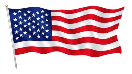 Obraz premium Isolated American Flag Banner for Presidents Day Against White Background, Authentic Holiday Inspiration with Ample Copy Space