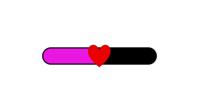 Pink progress bar with hearth or love logo shake and movement