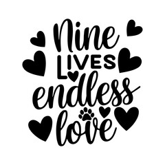 nine lives endless love cat t-shirt template  