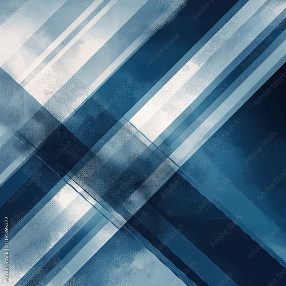 Poster Abstract tech flyer design with grunge blue, gray stripes. Geometric shapes create dynamic background. Modern, trendy illustration. Ideal for tech product promotion creative agency. Illustration.