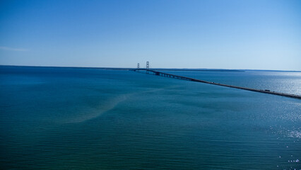 Mackinac Bridge During Summer from Drone