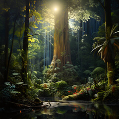 Obraz premium magic forest in the morning