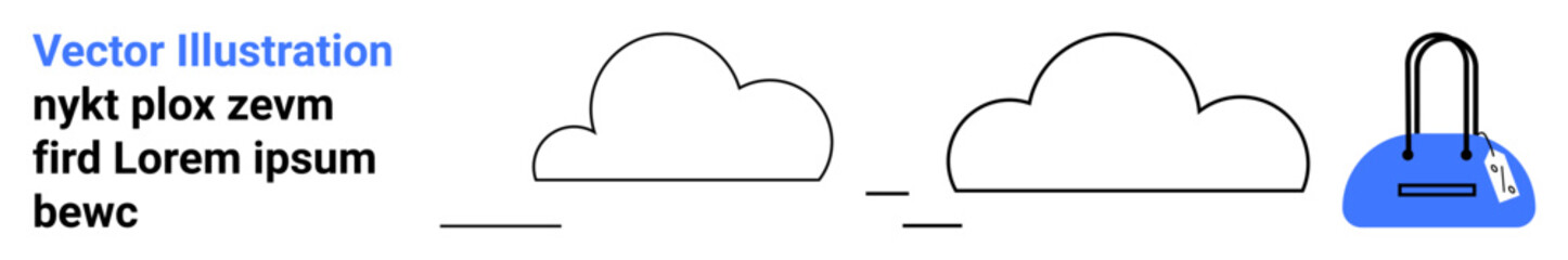 Clouds connected with storage system featuring a blue lock and key. Ideal for cloud storage, data security, privacy protection, IT infrastructure, online safety, cybersecurity, and digital