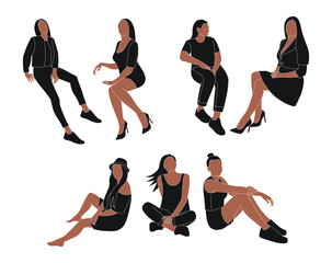 African women sitting, unrecognizable body silhouette