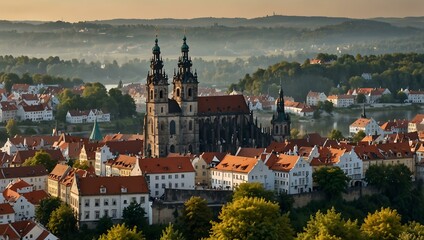 Obraz premium Church view of the town of Meissen.