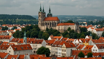Obraz premium Church view of the town of Meissen.