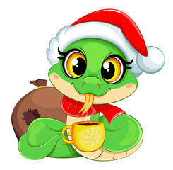 Cute little snake. Funny cartoon character