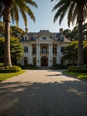 Fototapeta premium Classic mansion with a large circular driveway.