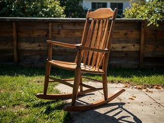 Classic wooden rocking chair with smooth motion.