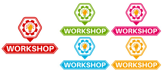 set workshop badge labels icon. Business and entrepreneurship sign symbol design sticker template vector illustration	