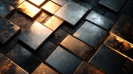 luxurious metallic-themed background showcasing polished gold, silver, and copper ingots, with...