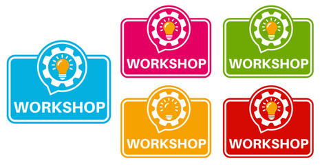 Obraz premium set banner workshop icon sign. Coaching workshop symbol labels design vector illustration
