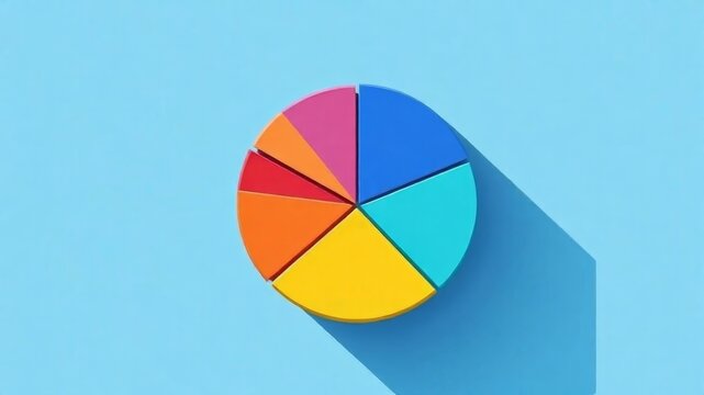 Colorful pie chart is dividing market share into segments