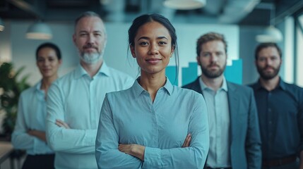 Fototapeta premium Diverse group of business people in office. Teamwork and success.