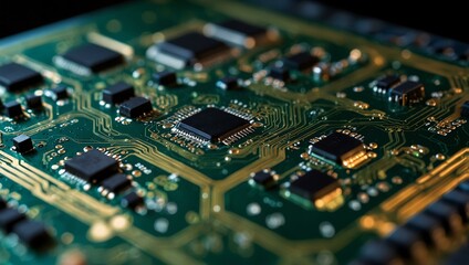 Close-up of a circuit board, technology background.