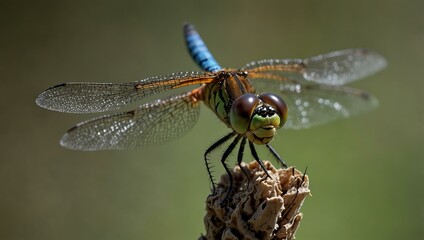 Close-up of a colorful dragonfly.