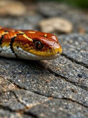 Obraz premium Close-up of a corn snake on a stone.