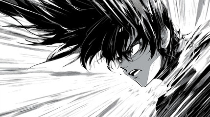 Dynamic manga anime style speed lines with alpha channel action comic sketch illustration © Pickoloh