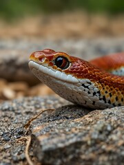 Obraz premium Close-up of a corn snake on a stone.