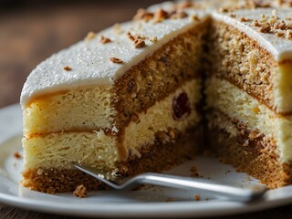 Close-up of a delicious cake slice.