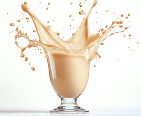 splash isolated on white, cream liqueur on white background wave of liqueur