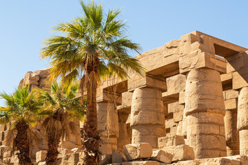 Karnak, Luxor, Egypt. Columns of the Great Hypostyle Hall at the Karnak Temple complex in Luxor