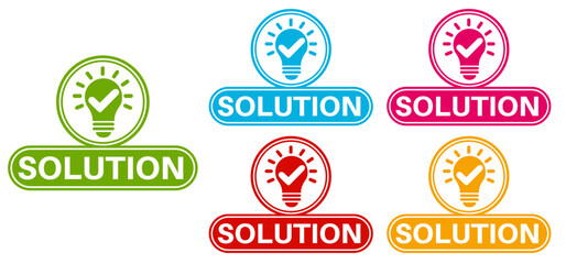 set solution icon. Idea symbol sign sticker social media label template design vector illustration