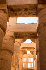 Karnak, Luxor, Egypt. Columns of the Great Hypostyle Hall at the Karnak Temple complex in Luxor
