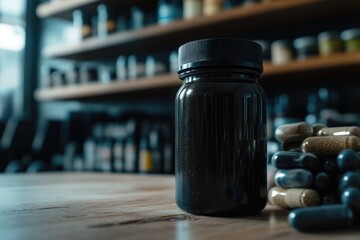 Over the counter medicine in a dark colored glass bottle with glitter.