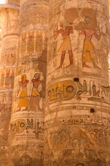 Karnak, Luxor, Egypt. Columns of the Great Hypostyle Hall at the Karnak Temple complex in Luxor