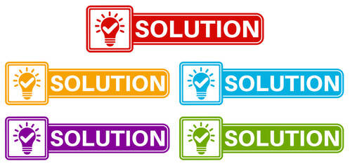 set vector solution sign icon. idea and inovation badges symbol labels sticker design illustration