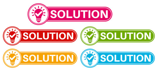 set vector solution sign icon. idea and inovation badges symbol labels sticker design illustration