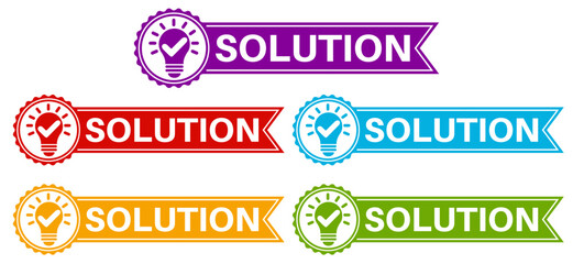 Set collections trendy colorful solution icon. Idea symbol sign badges label template design vector illustration