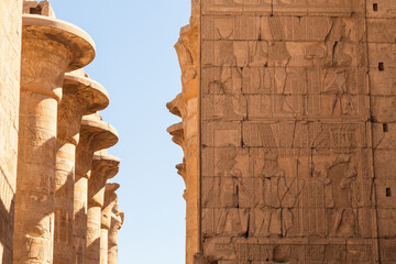 Karnak, Luxor, Egypt. Columns of the Great Hypostyle Hall at the Karnak Temple complex in Luxor