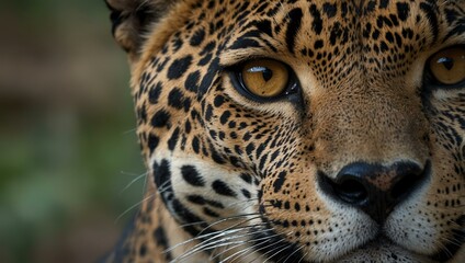 Naklejka premium Close-up of a jaguar’s intense gaze.