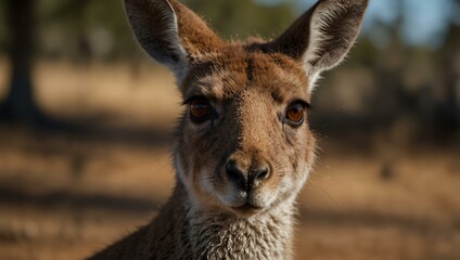Fototapeta premium Close-up of a kangaroo with expressive eyes.